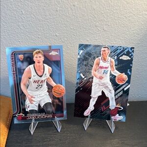 Miami Heat Set Topp Chrome Rookie Kasparas Jakucionis and Tyler Herro insert
